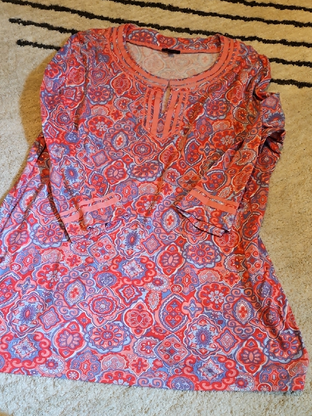 Talbots Coral and Purple Paisley Tunic